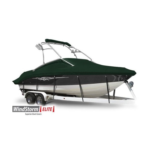 Eevelle Boat Cover DECK BOAT Ski Tower, Outboard Fits 21ft 6in L up to 102in W Green SFDKSK21102B-HTR - main